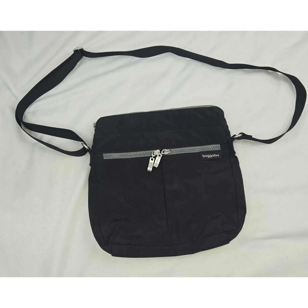 Baggallini Comrade Crossbody Shoulder Bag 3 Pocket 10" Black Casual Easy Clean